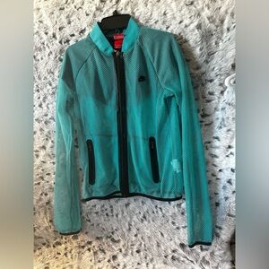 291. Nike Women's Turquoise Mesh Bomber Jacket small